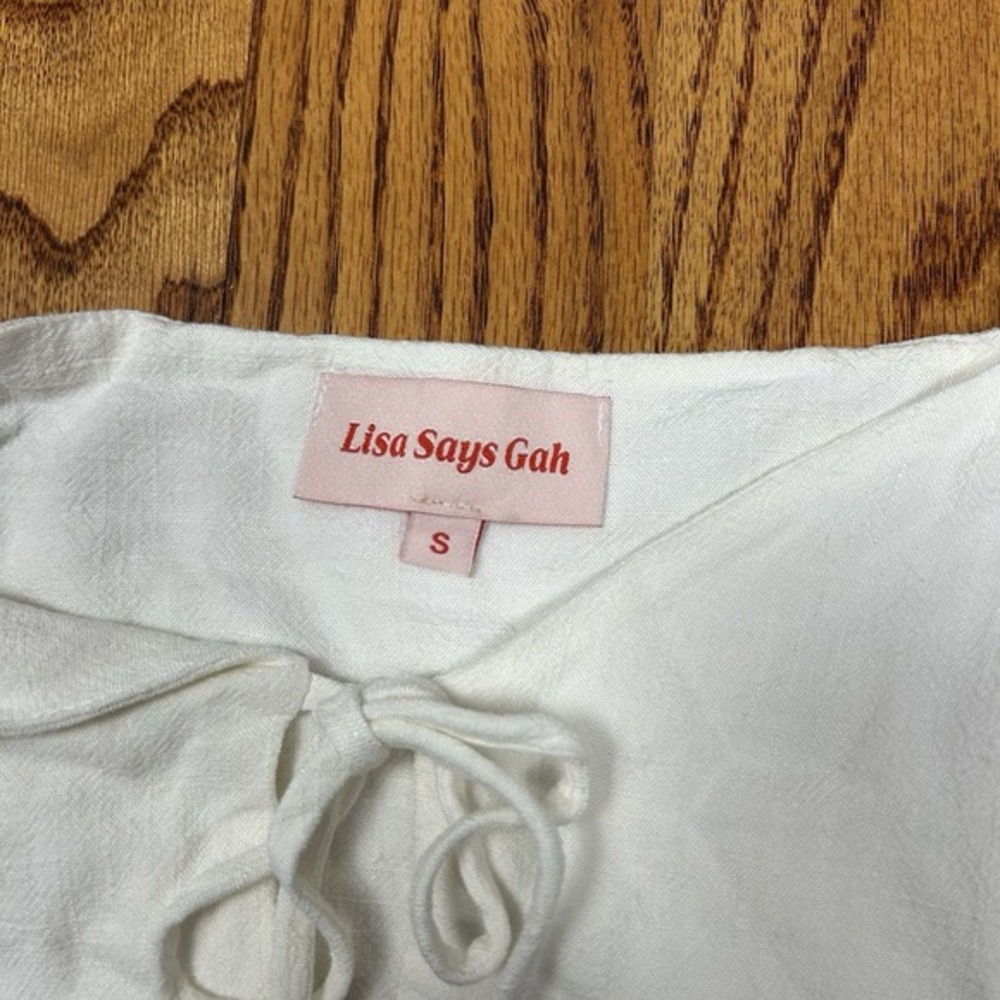 Lisa Says Gah Lily Tie Front Top Womens S Linen Blend Cottagecore Soft‎ Girl - Picture 5 of 8